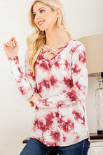 Load image into Gallery viewer, CRISSCROSS V NECK TIE DYE PRINT TOP