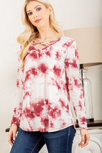 Load image into Gallery viewer, CRISSCROSS V NECK TIE DYE PRINT TOP