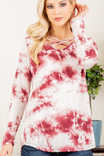 Load image into Gallery viewer, CRISSCROSS V NECK TIE DYE PRINT TOP