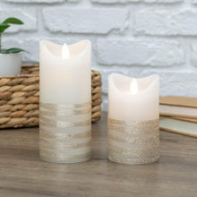 Load image into Gallery viewer, LUXURYLITE™ 3X5" LED Wax Pillar - Champaign Ribbon or Silver Ribbon
