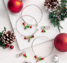 Load image into Gallery viewer, Jingle Bell Bangle Bracelets - Tree, Snowman & Candy Cane Charms