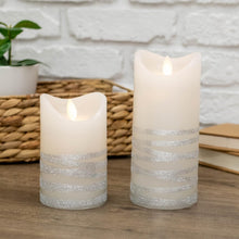 Load image into Gallery viewer, LUXURYLITE™ 3X5" LED Wax Pillar - Champaign Ribbon or Silver Ribbon