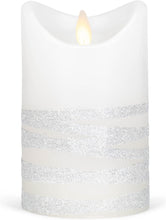 Load image into Gallery viewer, LUXURYLITE™ 3X5" LED Wax Pillar - Champaign Ribbon or Silver Ribbon