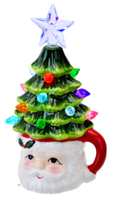 Load image into Gallery viewer, LED Light Up Retro Santa Mug with Tree Mini Shimmer by Ganz