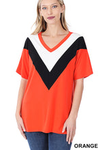 Load image into Gallery viewer, Orange Chevron V-Neck Top