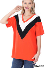 Load image into Gallery viewer, Orange Chevron V-Neck Top