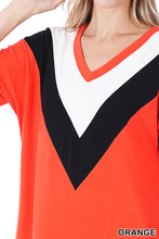 Load image into Gallery viewer, Orange Chevron V-Neck Top