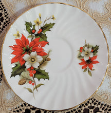 Load image into Gallery viewer, Poinsettia & Pine English Bone China Teacups-Set of 2