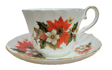 Load image into Gallery viewer, Poinsettia & Pine English Bone China Teacups-Set of 2