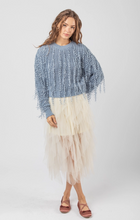 Load image into Gallery viewer, Slate Blue Fringe Detail Knit Sweater Top