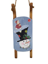 Load image into Gallery viewer, Hand-Painted Wooden Sled for Christmas - Snowman