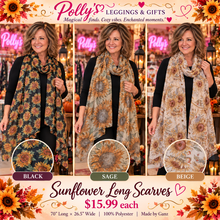 Load image into Gallery viewer, Sunflower Long Scarves - Black, Sage or Beige