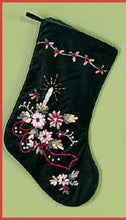 Load image into Gallery viewer, Dark Green Velvet Embroidered Christmas Stocking