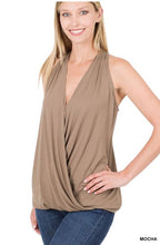 Load image into Gallery viewer, Mocha Rayon Crepe Surplice Halter Top