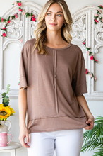 Load image into Gallery viewer, Mocha Top with Outside Stitching Detail