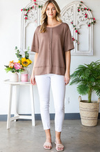 Load image into Gallery viewer, Mocha Top with Outside Stitching Detail