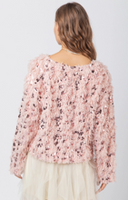Load image into Gallery viewer, Pink Fuzzy Feather Sequin Holiday Knit Sweater Top - Plus Size
