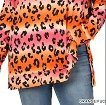 Load image into Gallery viewer, Jacquard Leopard Print Long Sleeve V-Neck Tunic Top