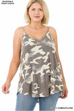 Load image into Gallery viewer, Camouflage Front & Back Reversible Spaghetti Cami Top - Gray