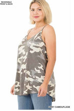 Load image into Gallery viewer, Camouflage Front & Back Reversible Spaghetti Cami Top - Gray