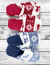 Load image into Gallery viewer, Christmas Deer Snowflakes Soft Fur Indoor Slippers