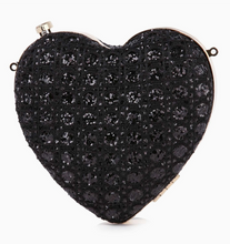 Load image into Gallery viewer, Sparkling Heart Evening Bag - Black or Gold