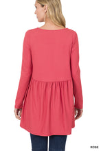 Load image into Gallery viewer, Brushed Waist Shirring Long Sleeve Top - Rose