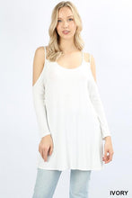 Load image into Gallery viewer, Lovely Ivory Cold Shoulder Top with long sleeves that is perfect for any occasion.