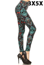 Load image into Gallery viewer, Damask Skulls Curvy Plus Leggings