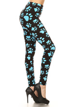Load image into Gallery viewer, Paw Print Blue Leggings
