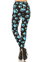 Load image into Gallery viewer, Paw Print Blue Plus Size Leggings