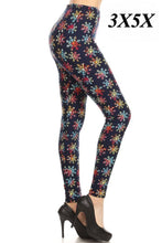 Load image into Gallery viewer, Rainbow Snowflakes Curvy Plus Size Leggings