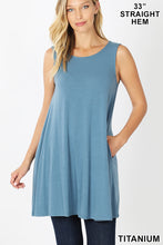 Load image into Gallery viewer, Titanium Blue Sleeveless Flair Top