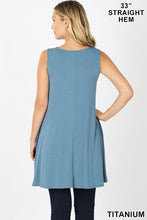 Load image into Gallery viewer, Titanium Blue Sleeveless Flair Top