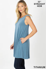 Load image into Gallery viewer, Titanium Blue Sleeveless Flair Top