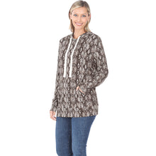 Load image into Gallery viewer, Snakeskin Print Kangaroo Pocket Plus Size Hoodie - Brown
