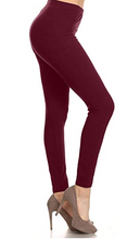 Load image into Gallery viewer, Solid Burgundy Curvy Plus Size Leggings