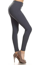 Load image into Gallery viewer, Solid Charcoal Gray Curvy Plus Size Leggings