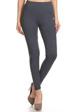 Load image into Gallery viewer, Solid Charcoal Gray Curvy Plus Size Leggings