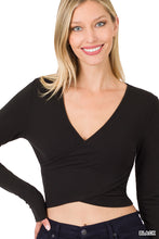 Load image into Gallery viewer, Twist Front Crop Top-Black