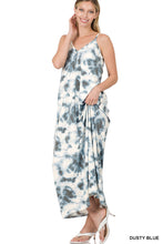 Load image into Gallery viewer, Dusty Blue Tie Dye Cami Maxi Dress