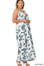 Load image into Gallery viewer, Dusty Blue Tie Dye Plus Size Cami Maxi Dress