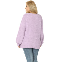 Load image into Gallery viewer, Plus Popcorn Pullover Sweater - Dusty Lavender