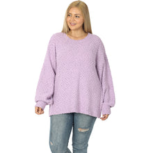 Load image into Gallery viewer, Plus Popcorn Pullover Sweater - Dusty Lavender