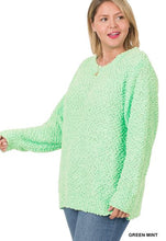 Load image into Gallery viewer, Plus Popcorn Pullover Sweater - Green Mint