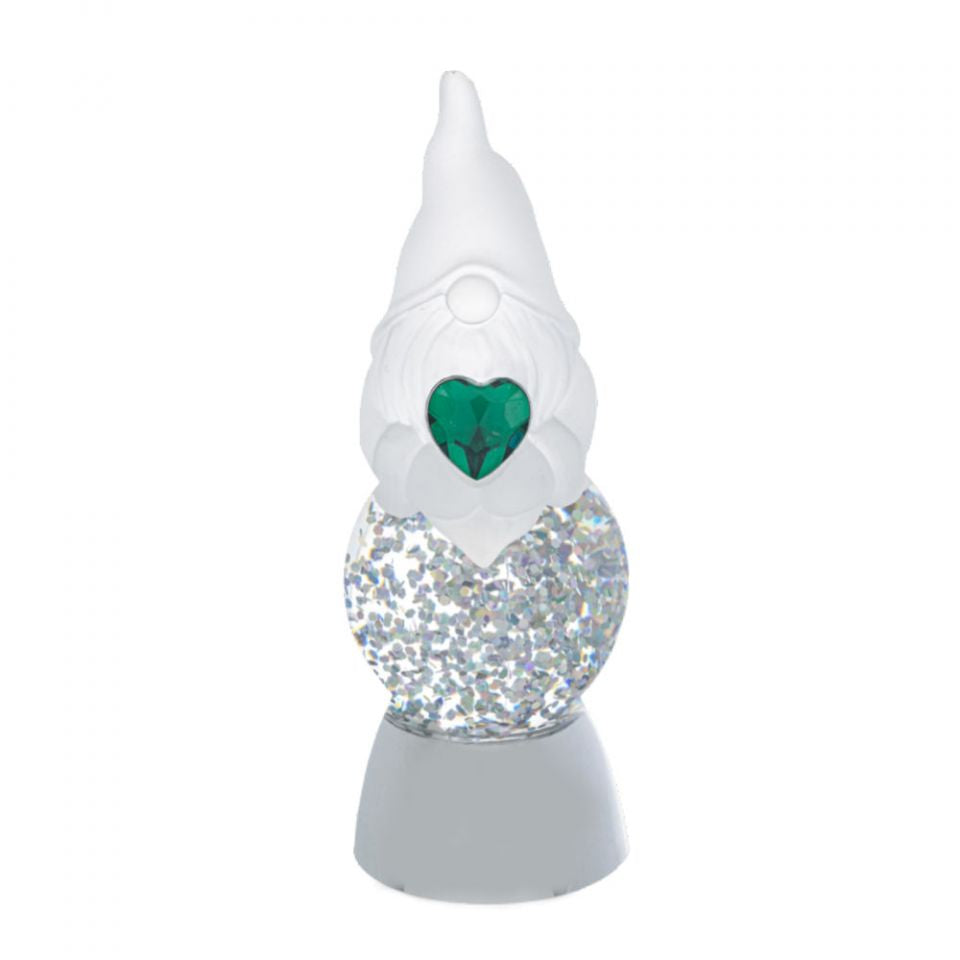 LED Light Up Gnome Mini Shimmer by Ganz - Green Heart for May