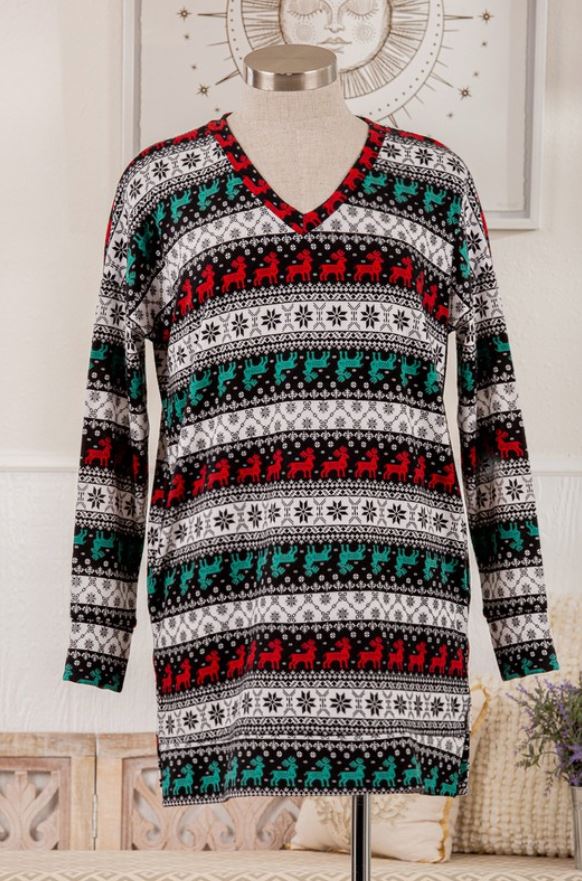 Christmas Reindeer Print Tunic