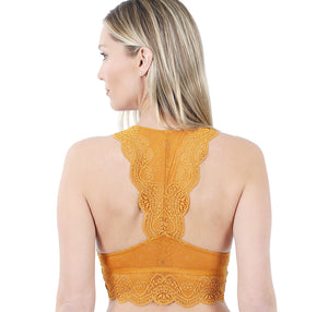 Stretch Lace Bralette - Hourglass Back - Light Mustard