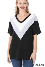 Load image into Gallery viewer, Black Chevron V-Neck Top
