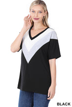 Load image into Gallery viewer, Black Chevron V-Neck Top
